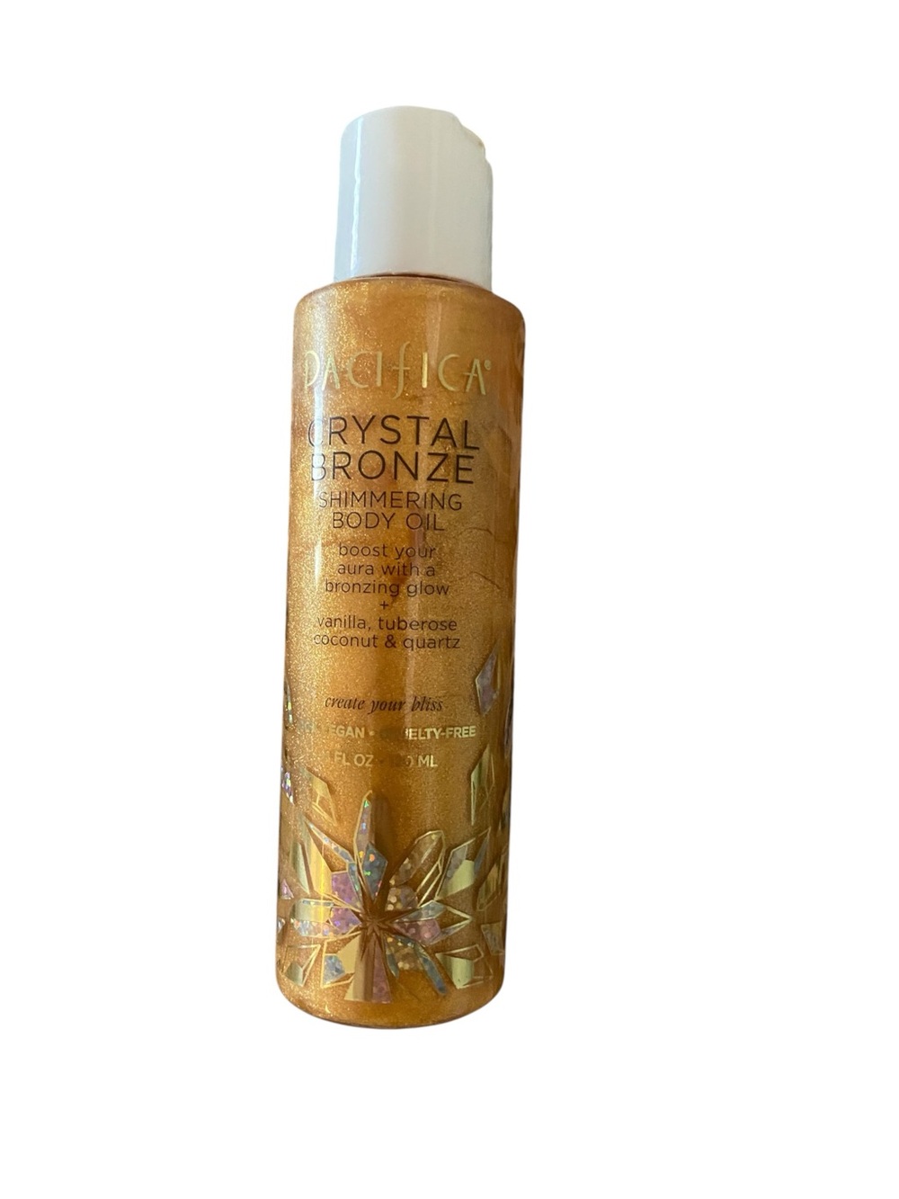 Pacifica Crystal Bronze Shimmering Body Oil 4 Vegan Cruelty-Freetan
